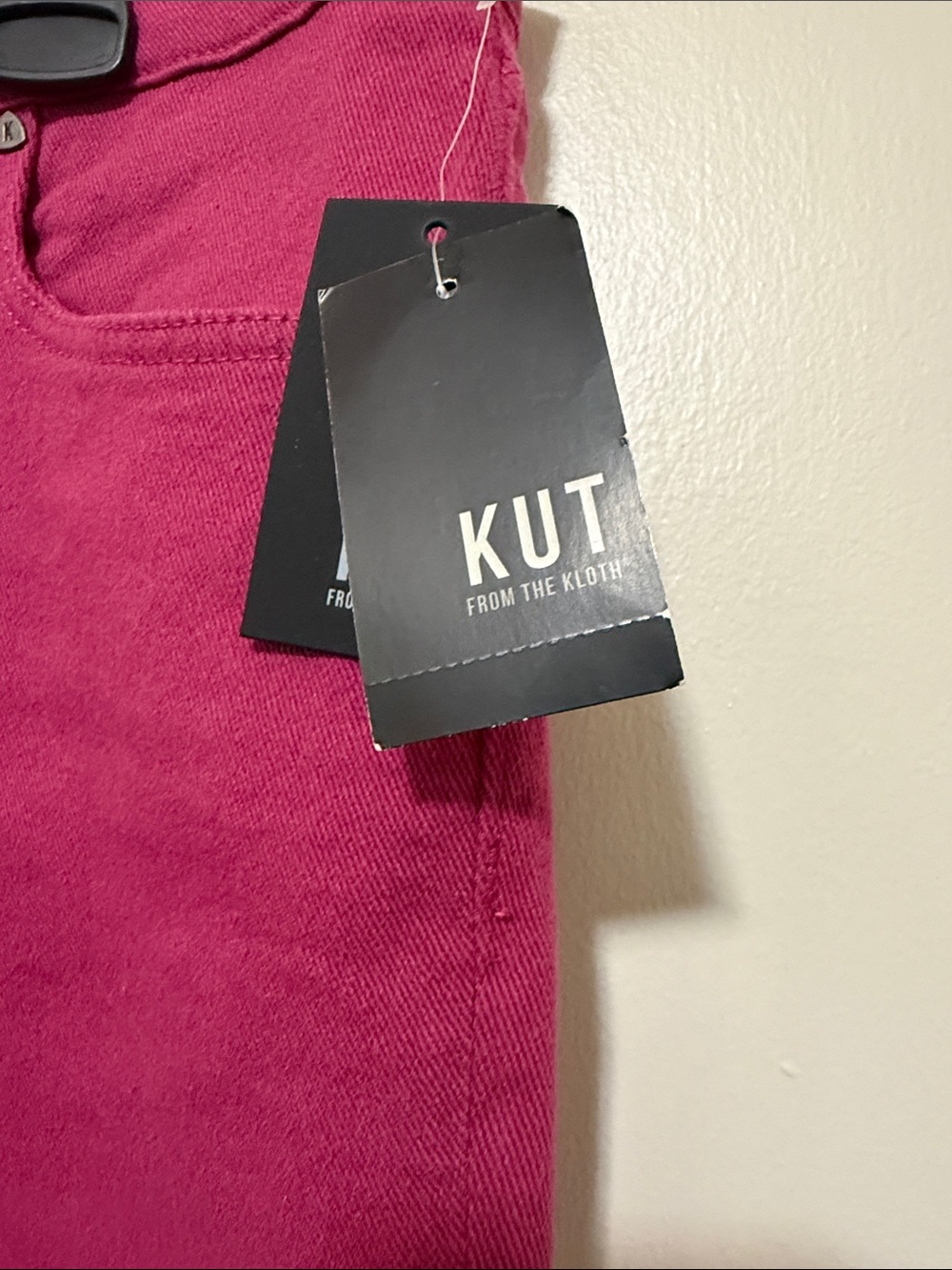 Kut from the Kloth Magenta Frayed Hem Denim Shorts - Picture 2 of 6